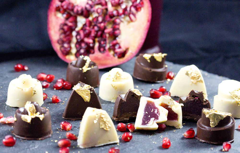Granatapfel Likör Pralinen | Bunter Teller