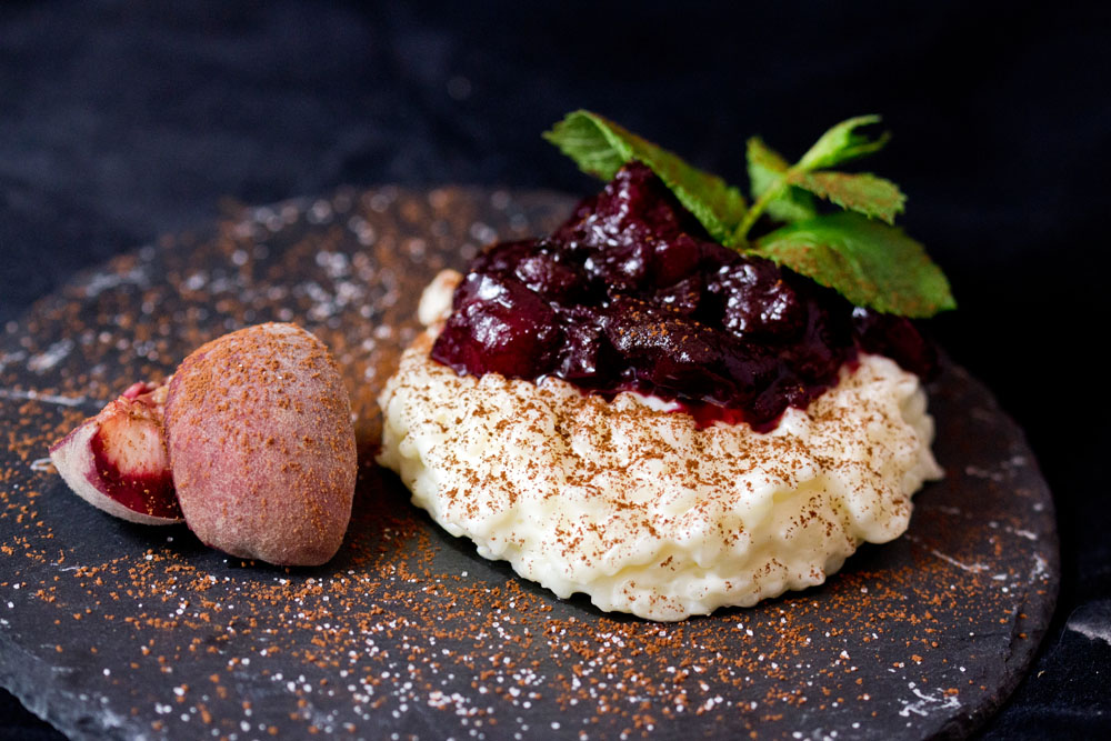 Milchreis mit Pfirsichen | Bunter Teller Milchreis mit Pfirsichen | Bunter Teller