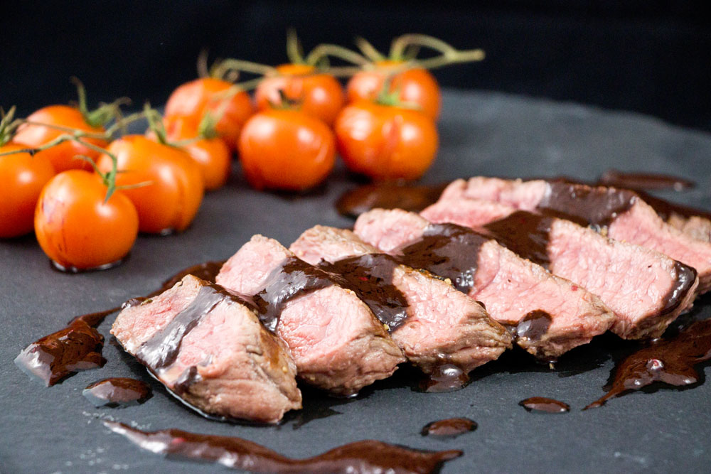 Rindersteaks mit Schokosauce