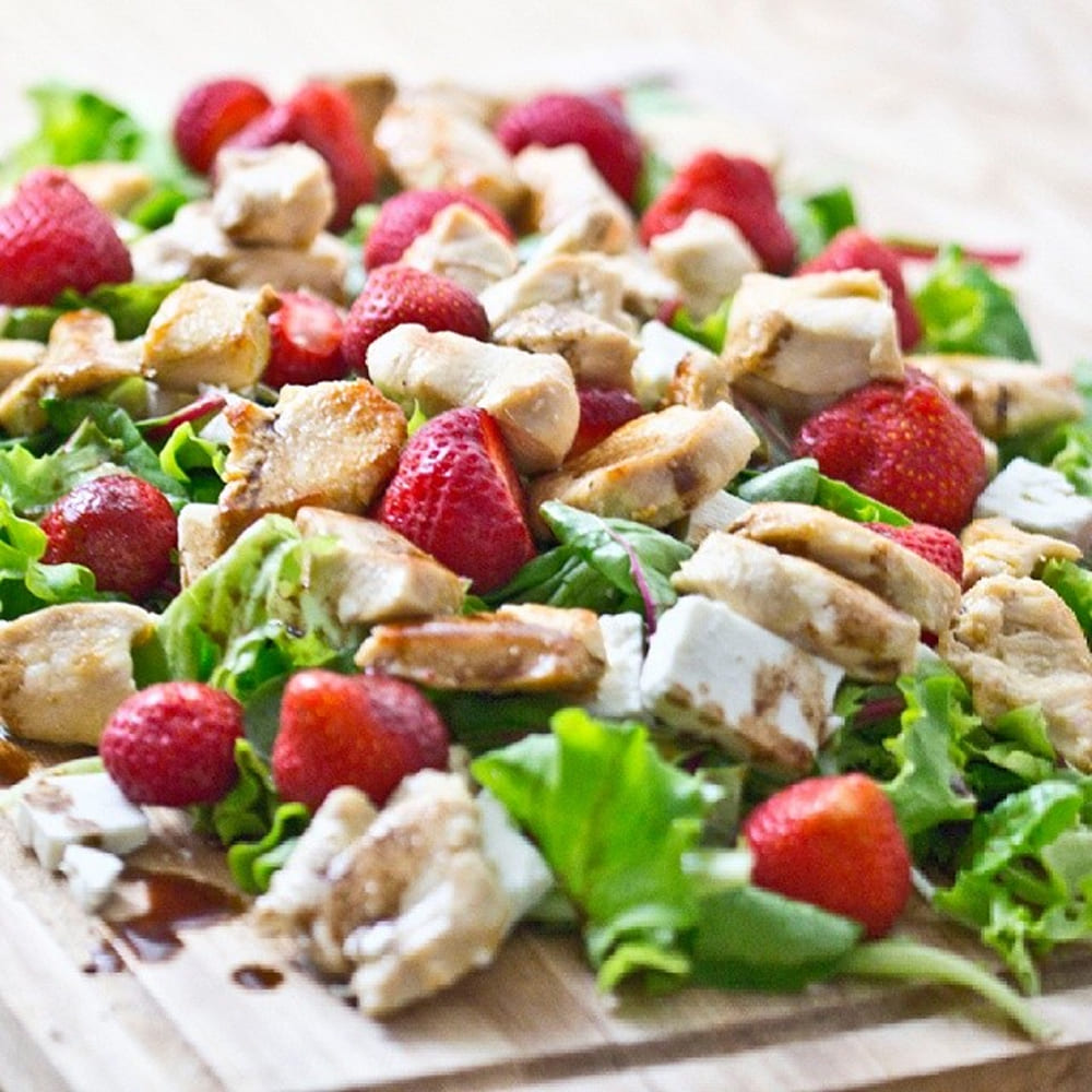 Hühnerfleisch mit Erdbeeren